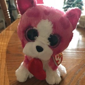 TY BEANIE PUPPY DOG WITH HEART “ROMEO” BRAND NEW